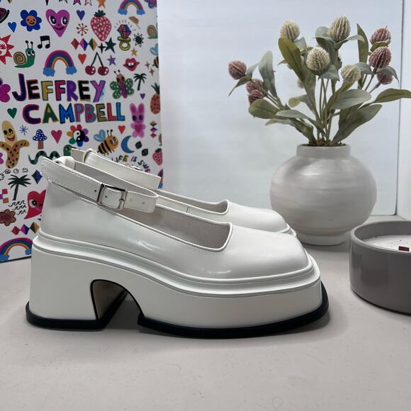 Jeffery Campbell Empath Patent Leather Mary Jane Platform White Women 6 NWB - Picture 3 of 11